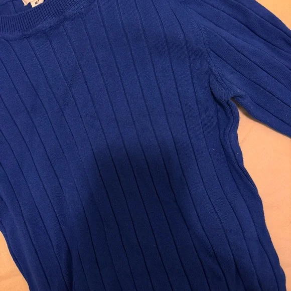 Blue Ribbed Women's Top - Picture 3 of 3
